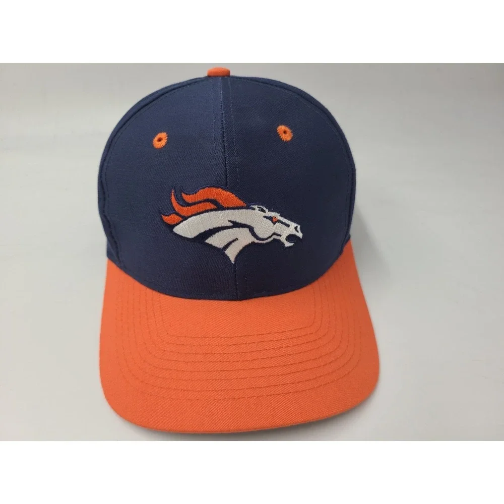 Vintage Denver Broncos Logo Athletic Snapback Hat Cap NFL‎ Football Blue Orange